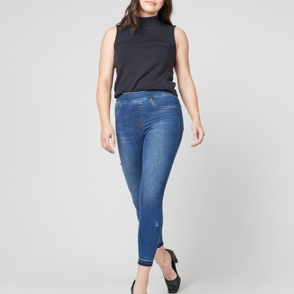 Spanx Distressed Ankle Skinny Blue Jeans Sz M